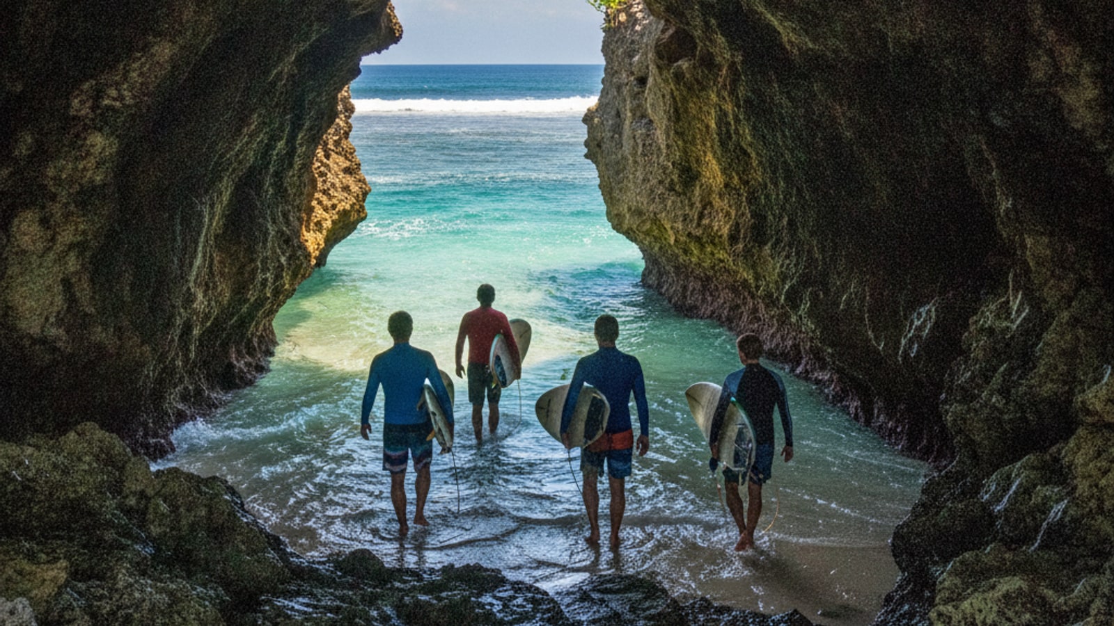 Surf lesson at Suluban (Blue Point), Bali