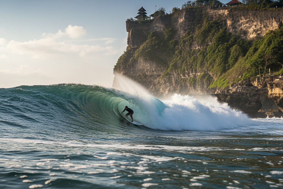 Surfing in Uluwatu, Bali