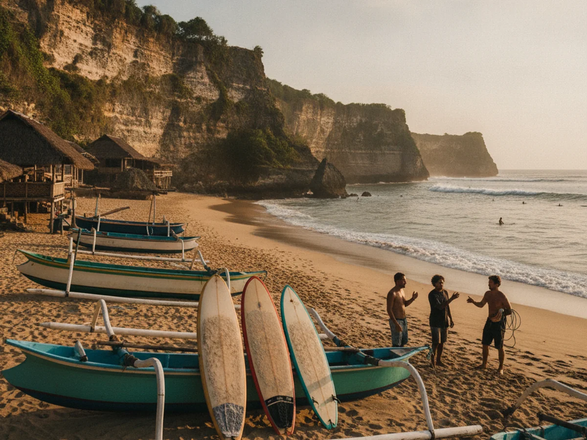 Surf lesson moment at Balangan, Bali