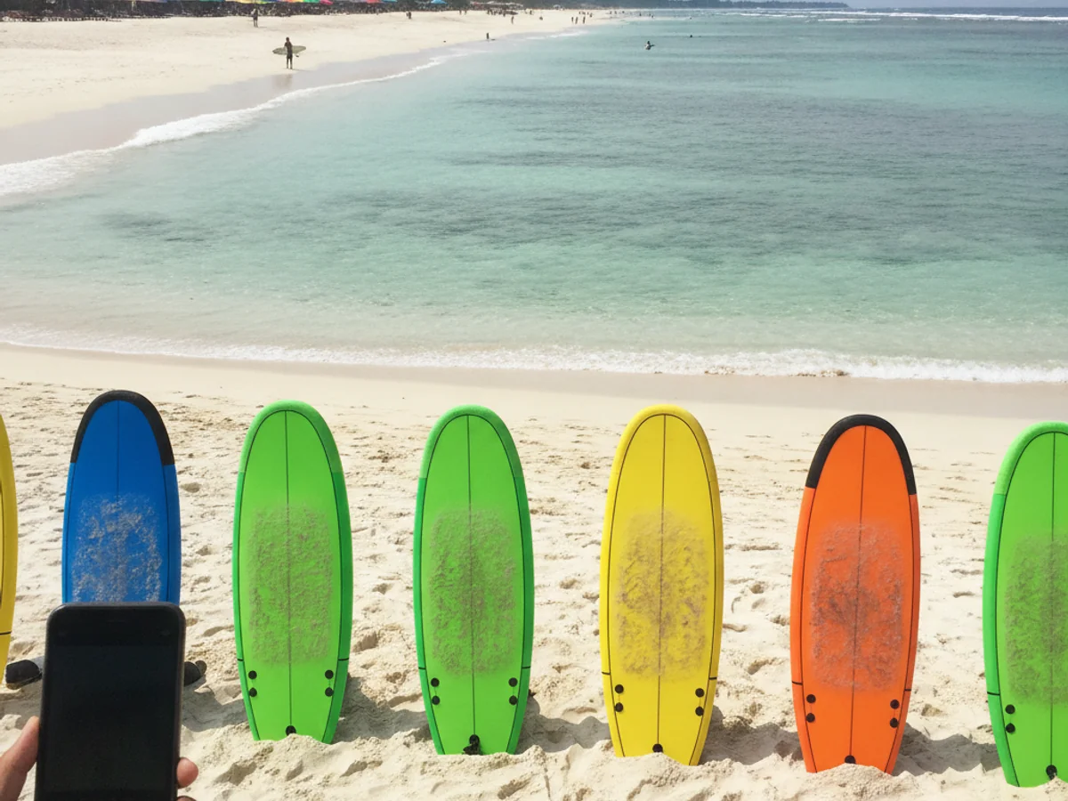 Surf lesson moment at Dreamland, Bali