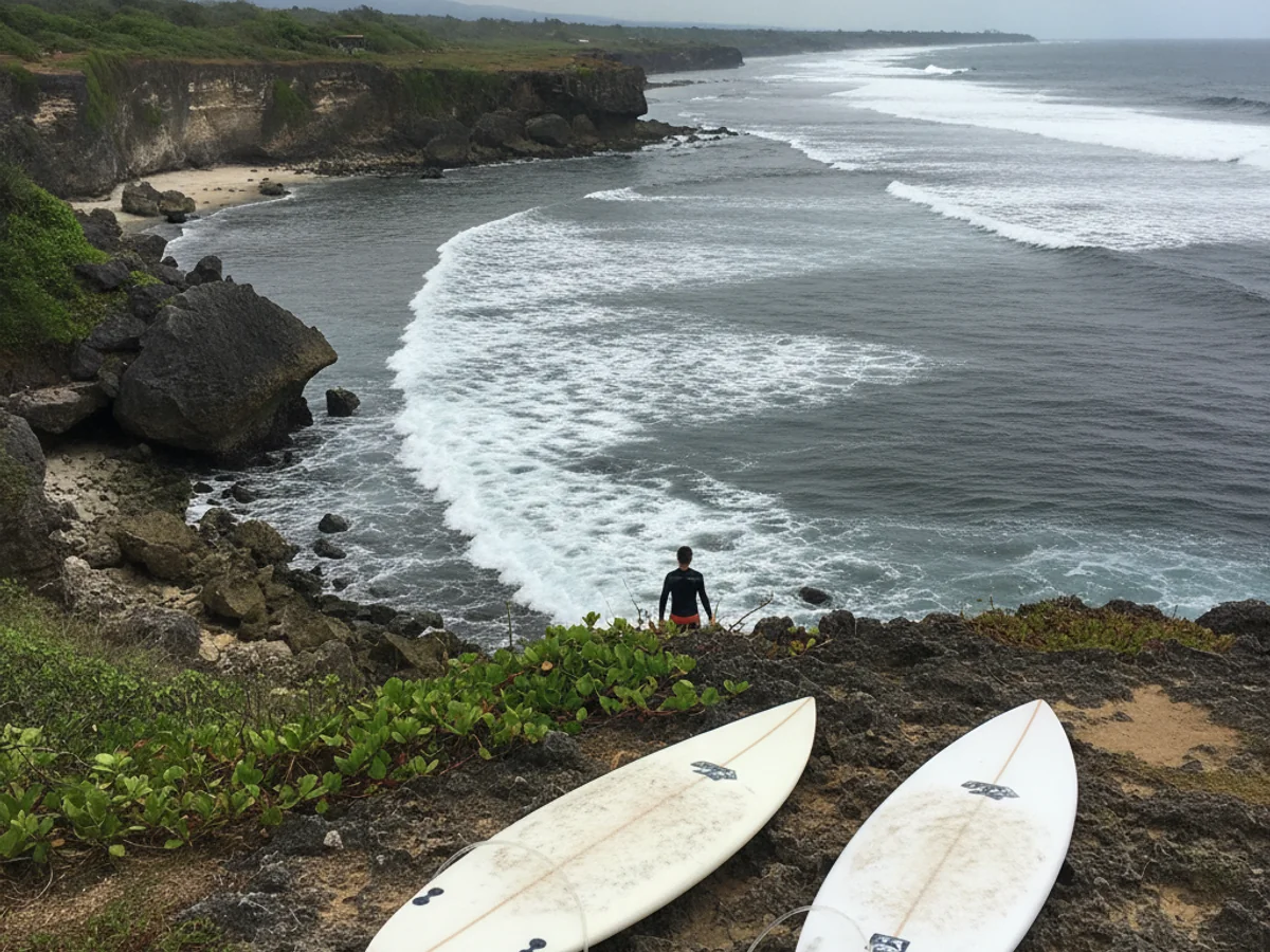 Surf lesson moment at Impossibles, Bali