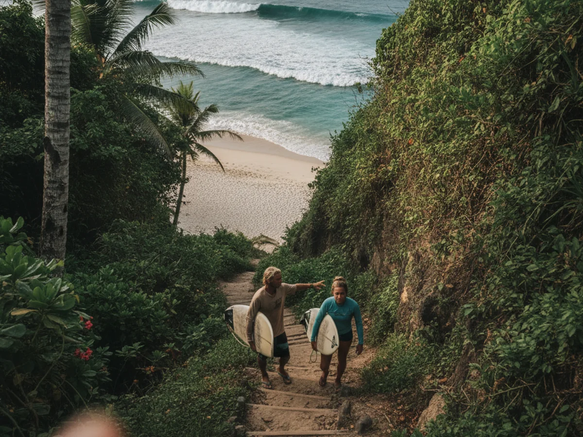 Surf lesson moment at Nyang-Nyang, Bali