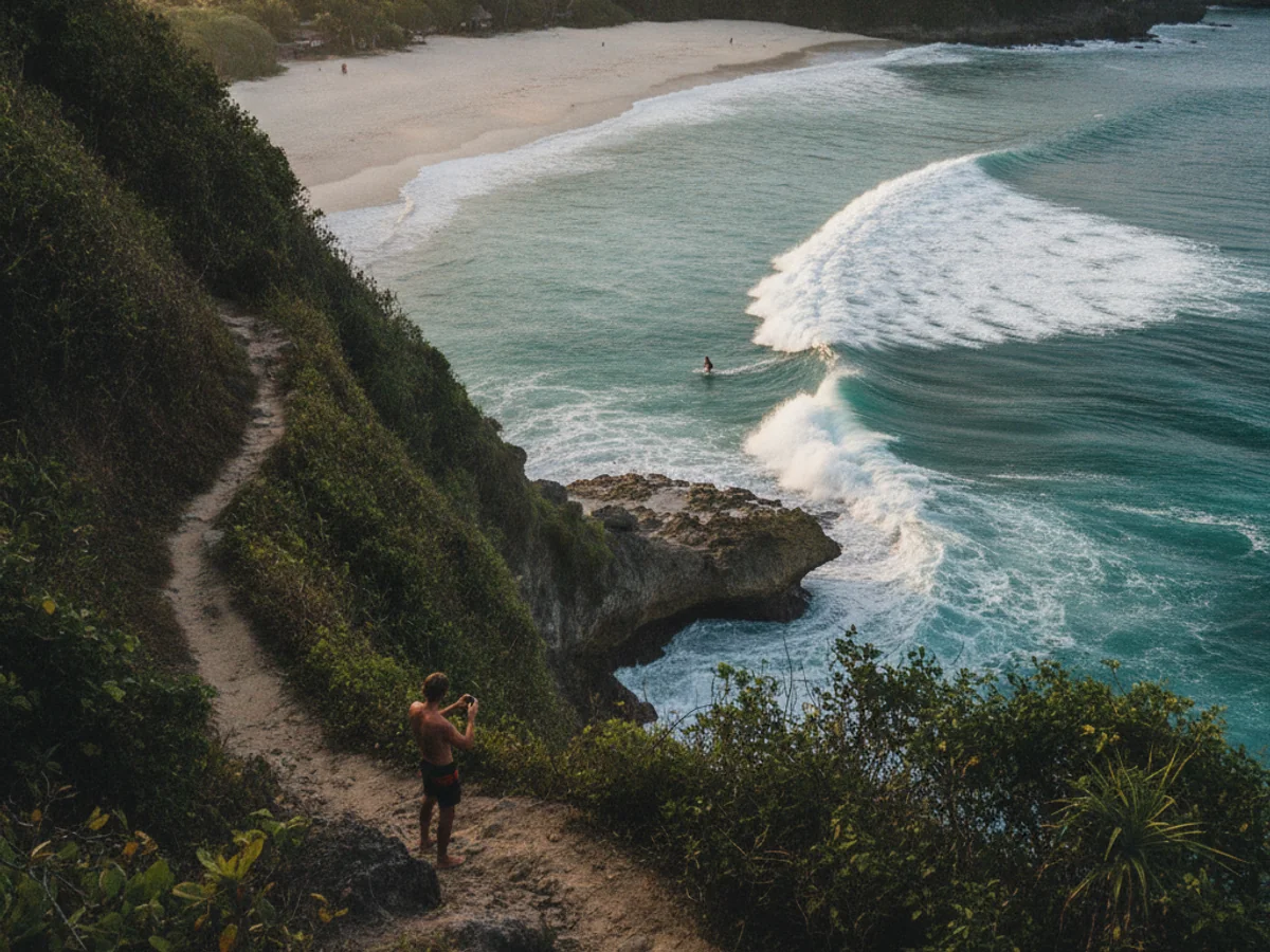 Surf lesson moment at Nyang-Nyang, Bali