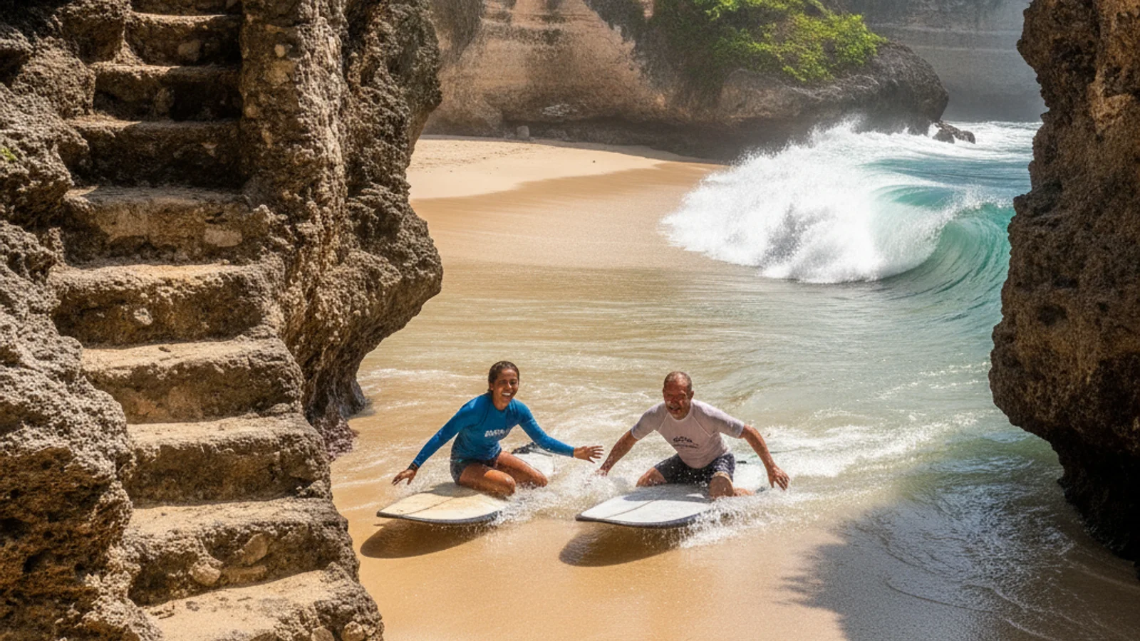 Surf lesson at Padang-Padang, Bali
