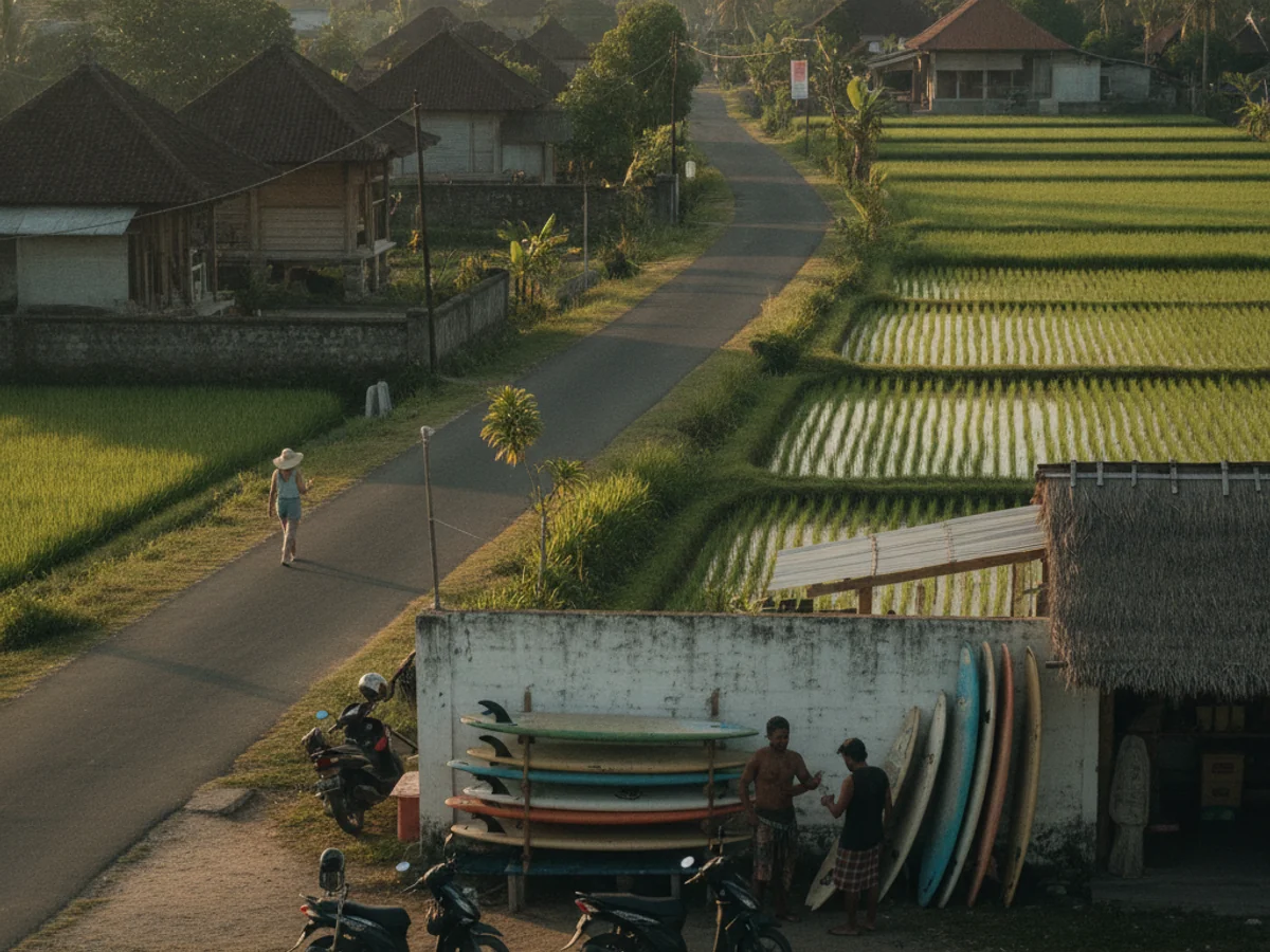Surf lesson moment at Pecatu, Bali