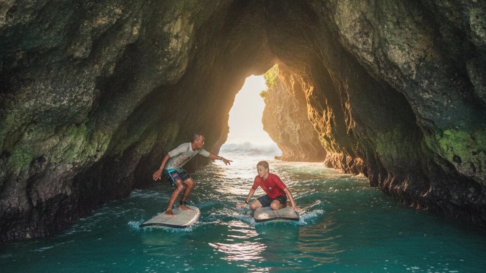 Surf lesson at Suluban (Blue Point), Bali