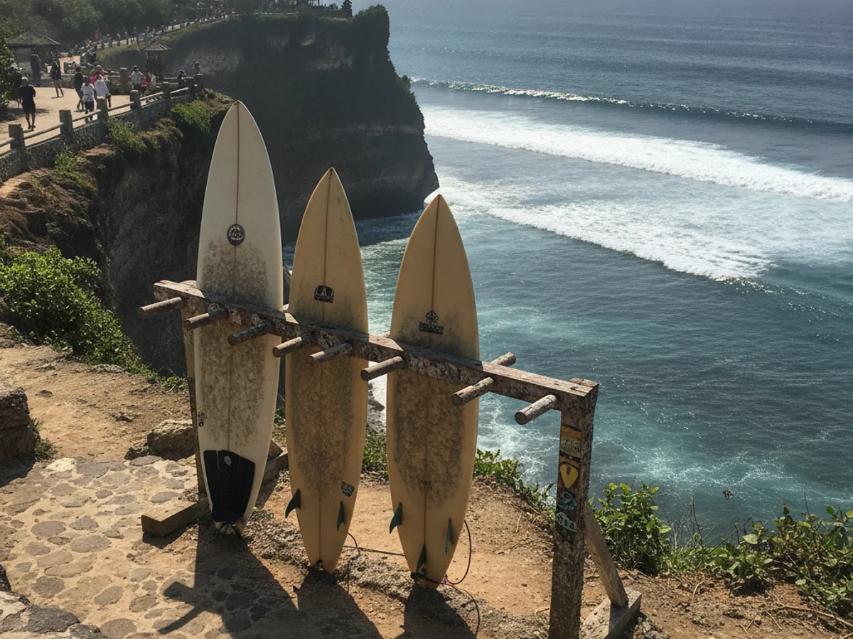 Surf lesson moment at Uluwatu, Bali
