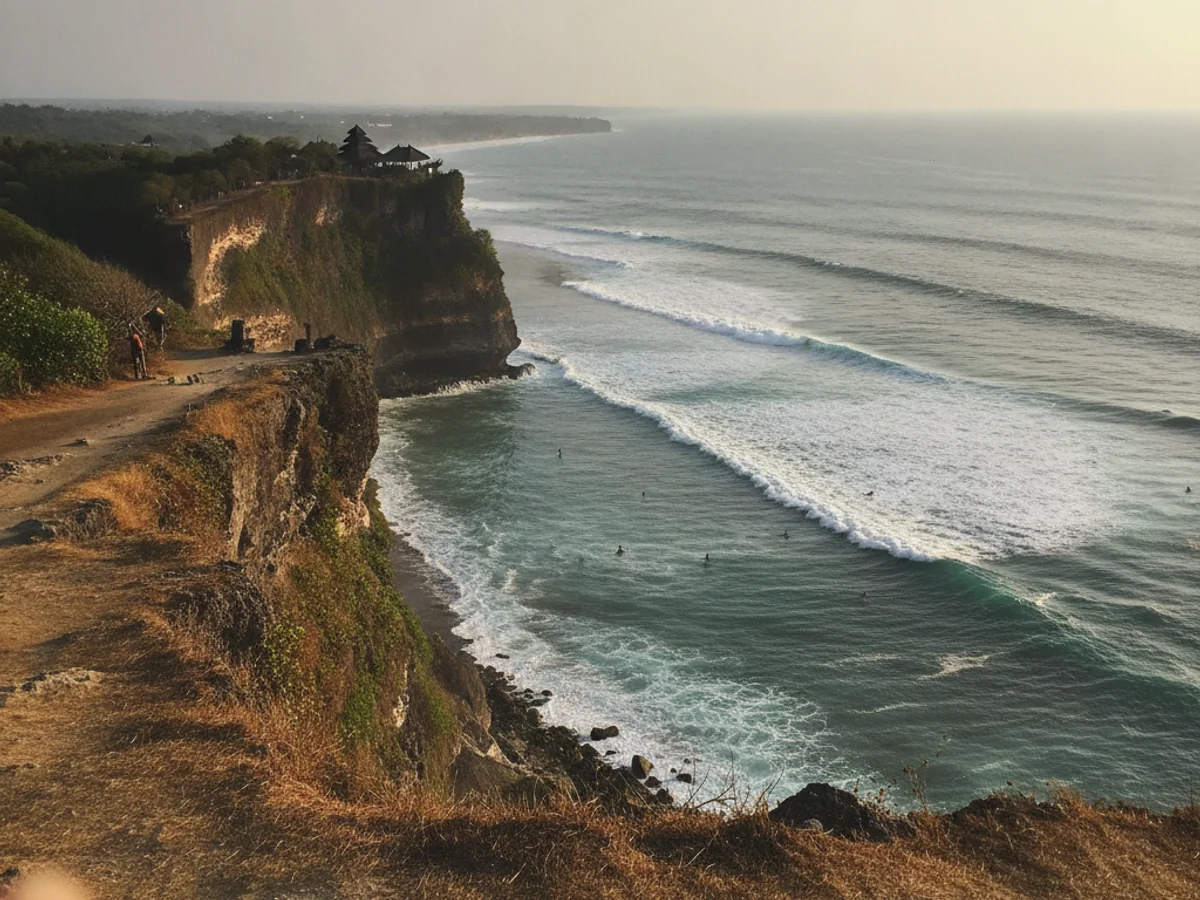 Surf lesson moment at Uluwatu, Bali