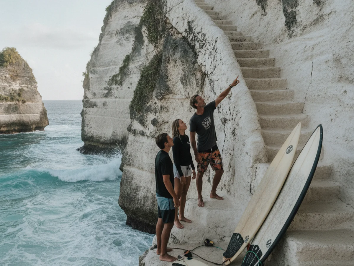 Surf lesson moment at Ungasan, Bali